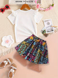 1-8Y Kid Girls Fashionable Foreign Summer Suit 2 Pcs Set