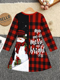 3-12Y Kid Girl Christmas  Autumn Winter Long-sleeved  3D Print Dresses