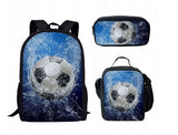 Kid Boy Street Trendy Football Backpack with Pencil Case Lunch Bag 3 Pcs/set