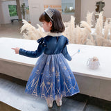 Kid Girl Long-sleeved Elsa Princess Frozen Autumn Dresses