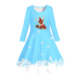 4-12Y Kid Girl Spring Autumn 3D Printed Long-sleeved Dresses