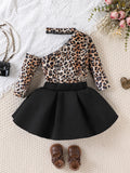 Princess Dress Personalized Slanted Shoulder Neck Long Sleeve Top Bow Lotus Leaf Skirt Set