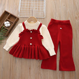 1-6T Kid Baby Girls Knit Long Sleeve Suits 2 Pcs Set