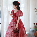 Kid Baby Girl Red Pompous Host High-end Luxury Dresses