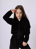 4-12Y Kid Girl Autumn Winter Sports Velvet  Casual Suit 2 Pcs Set