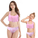 Family Matching Sexy Parent-child Print high-waisted Split Bikini Swimsuit