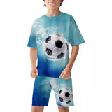 Kid Boy 3D Printed Football Summer Fashion 2 Pcs Set