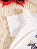 1-8Y Kid Girls Fashionable Foreign Summer Suit 2 Pcs Set