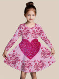 2-10T Kid Girl Christmas Long Sleeve Fashion Casual 3D Print Dresses