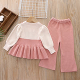 1-6T Kid Baby Girls Knit Long Sleeve Suits 2 Pcs Set