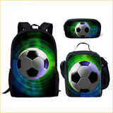 Kid Boy Street Trendy Football Backpack with Pencil Case Lunch Bag 3 Pcs/set