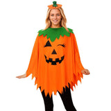Kid Adult Halloween Party Pumpkin Costume Cloak Cape 3 Pcs