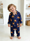 6M-4T Baby Boy Simulation Silk Cartoon Loungewear Long-sleeved Pajamas