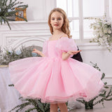 6M-12T Kid Baby Girl Princess Bubble Sleeve Fluffy Birthday Princess Performance Dress
