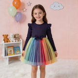 2-8T Kid Girl Casual Mesh Long-sleeved Autumn Winter Dresses