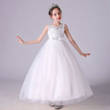 Kid  Girls Sleeveless Mesh Show Host Princess Dress