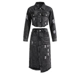 7-12Y Kid Girl Casual Versatile Short Denim Suit 2 Pcs Set