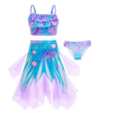 2-10T Kid Girl Mermaid Swimsuit Princess Beach Bikini 3 Pcs/set