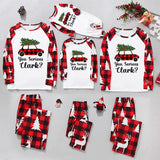 Family Matching Home Christmas Plaid Patchwork Print Pajamas