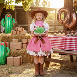 Girls Western Denim Dress Halloween Pink Denim Set