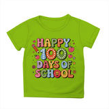 Kid Girl Boy 100 Days of School Print Round Neck Short Sleeve T-shirt Tops