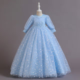 4-14T Kid Girl Princess Long-sleeved Tutu Birthday Party Performance Dresses
