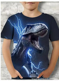 2-12T Kid Boy Dinosaur 3D Digital Printing Casual Short-sleeved T-shirt