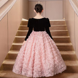 2-12T Kid Girls High-end Birthday Princess Host Piano Dresses
