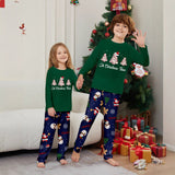Family Matching Christmas Tree Snowman Letter Parent-child Loungewear Green Pajamas