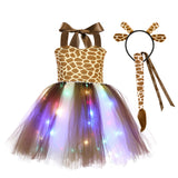 1-10T Kid Baby Girl Animal Glowing Princess Halloween Mesh Dresses