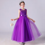 Kid  Girls Sleeveless Mesh Show Host Princess Dress