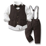 Kid Boy Long-sleeved Cotton Suspenders Korean 3 Pcs Sets