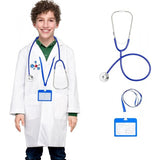 Kid Doctor White Coat Raw Laboratory Surgical Gown 3 Pcs Set