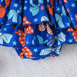 Baby Girl Summer Letter Printed Short Sleeve Printed Independence Day 3 Pcs Set