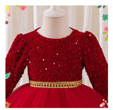 2-6Y Kid Baby Girls Birthday Banquet Red Host Piano Performance Princess Dresses