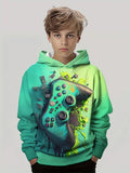 3-12T Kid Boy Girl Long-sleeved 3D Digital Game Console Astronaut Print Hoodie
