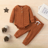0-3M Baby Boy Girl Infants Twist Fabrics Solid Color Romper 2 Pcs Set