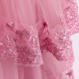 Kid Girls Lace Princess Beaded Long Sleeved Birthday Party Wedding Dresses