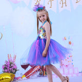 Kid Girls Colorful Mesh Fluffy Mermaid Performance Dresses