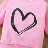 1-6T Kid Girl Ins Love Long-sleeved Fashion Suit 2 Pcs Set