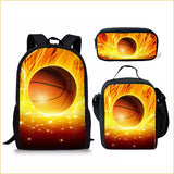 Kid Boy Street Trendy Football Backpack with Pencil Case Lunch Bag 3 Pcs/set