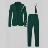 7-12Y Kid Boy British Bronzing Printing Performance Suit 3 Pcs Set