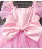 Girls Pink Butterfly Princess Dress Children's Summer Foreign Mesh Fluffy Party Birthday Dress