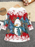 3-12Y Kid Girl Christmas Autumn Long-sleeved 3D Printing Dresses