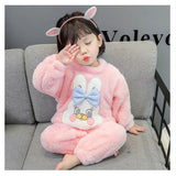 Kid Girl Autumn Winter Thickened Cute Coral Velvet Warm Flannel Pajamas