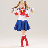 Kid Girl Adult Halloween Show Costume Water Ice Moon Cos Sailor Anime Cosplay 5 Pcs Set