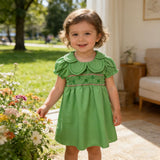 Kid Baby Girls Summer Embroidered Four-leaf Cute Doll Dress