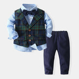 6M-5T Kid Baby Boys Gentleman Long Sleeve Formal Suits 4 Pcs Set