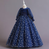4-14T Kid Girl Princess Long-sleeved Tutu Birthday Party Performance Dresses