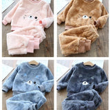 Kid Baby Boy Girl Pajamas Winter Double-sided Velvet Flannel Home Wear